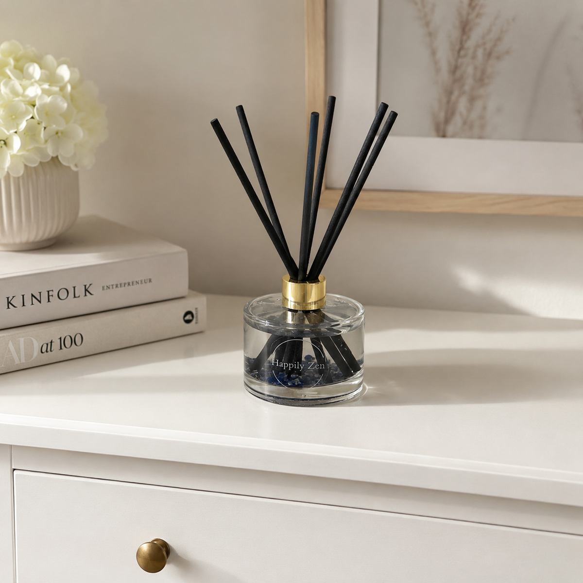 Sodalite and Clear Quartz Reed Diffuser-Happily Zen