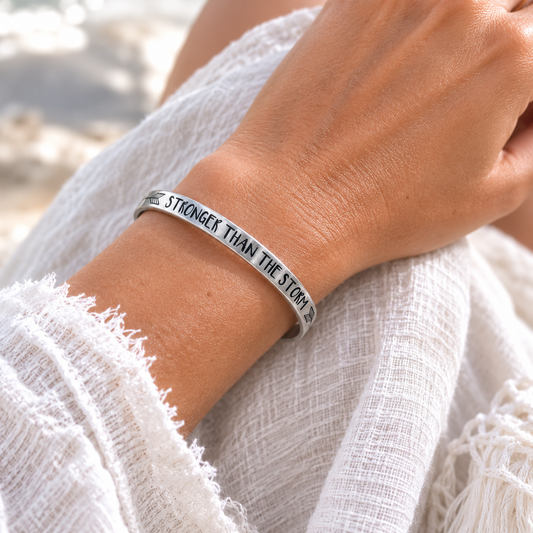 Stronger Than The Storm Bangle - Stainless Steel #1014-Happily Zen