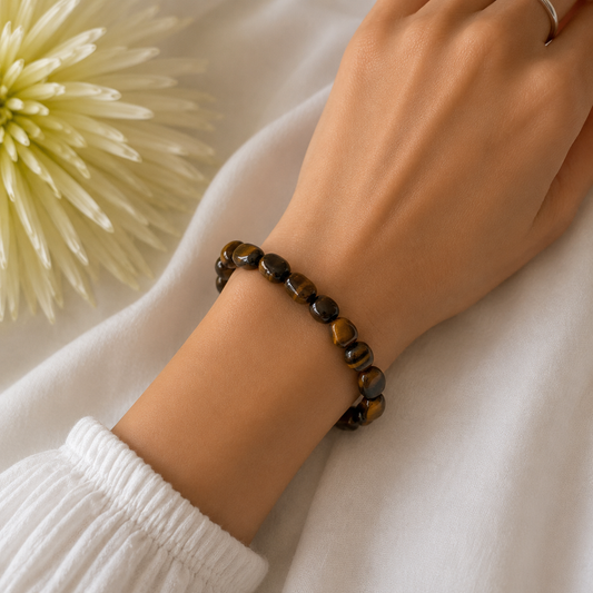 Tigers Eye Pebble Bracelet-Happily Zen