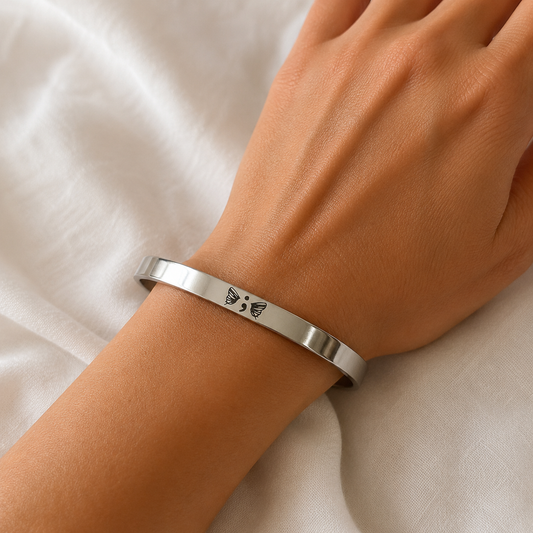 You Are Enough Bangle - Stainless Steel #1009-Happily Zen