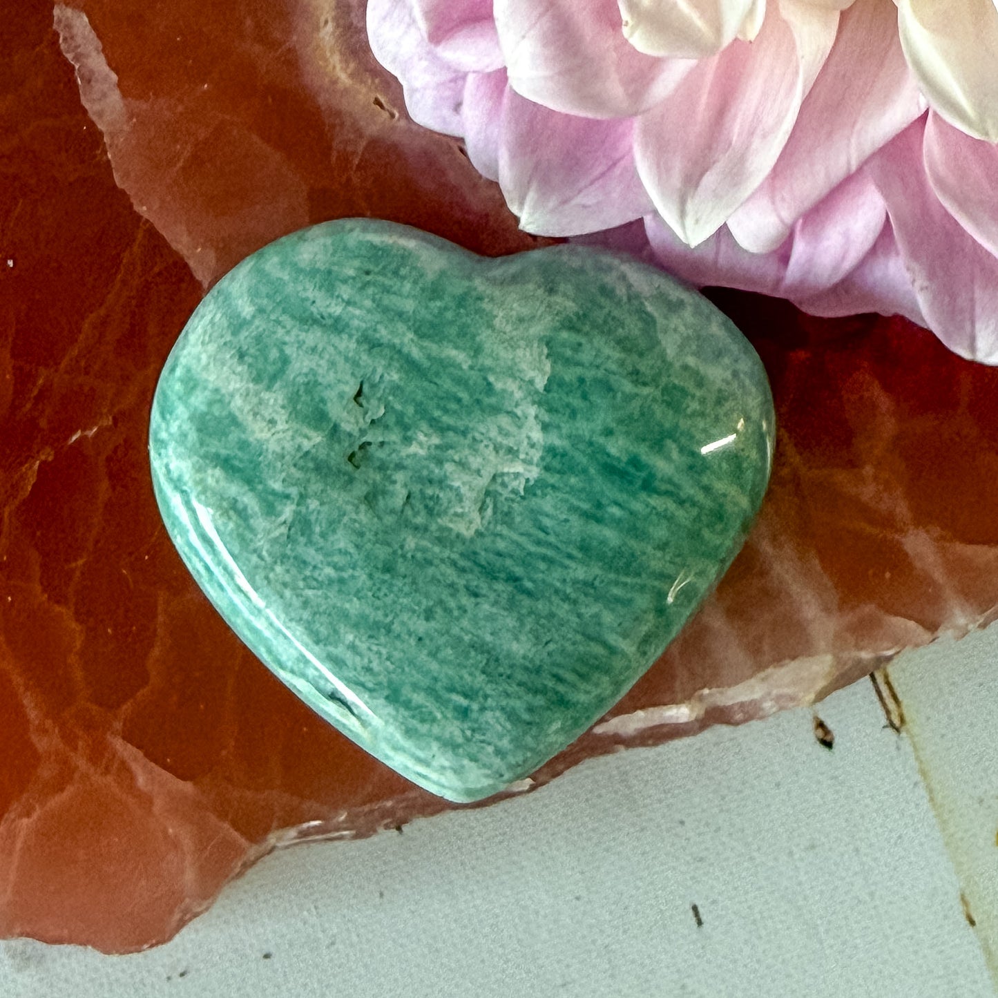 Amazonite Heart #1361-Happily Zen