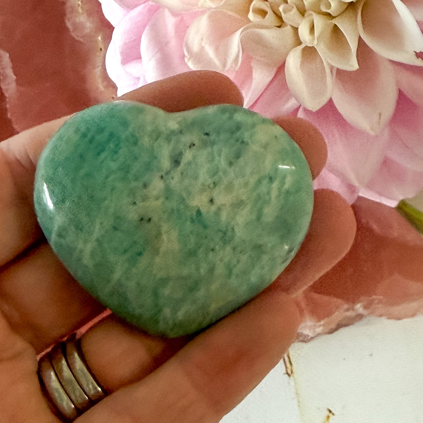 Amazonite Heart #1363-Happily Zen