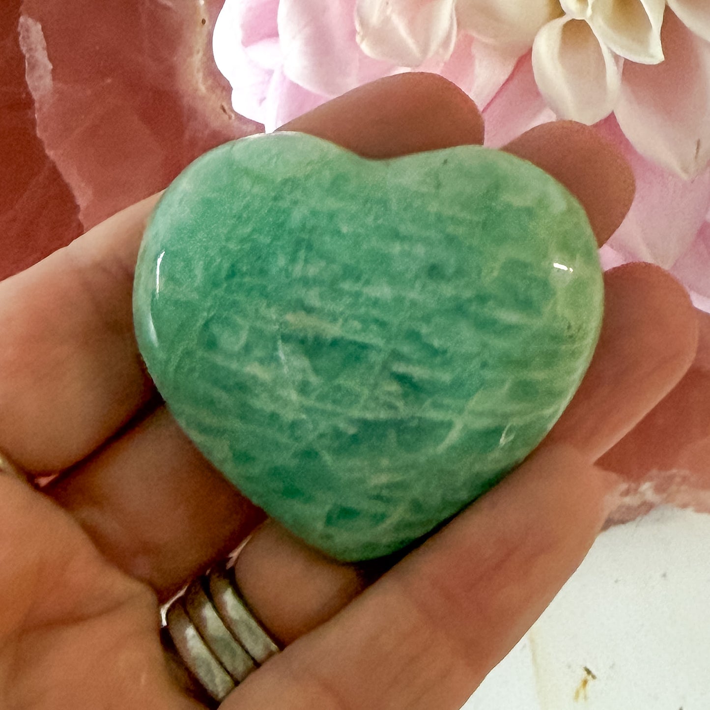 Amazonite Heart #1365-Happily Zen