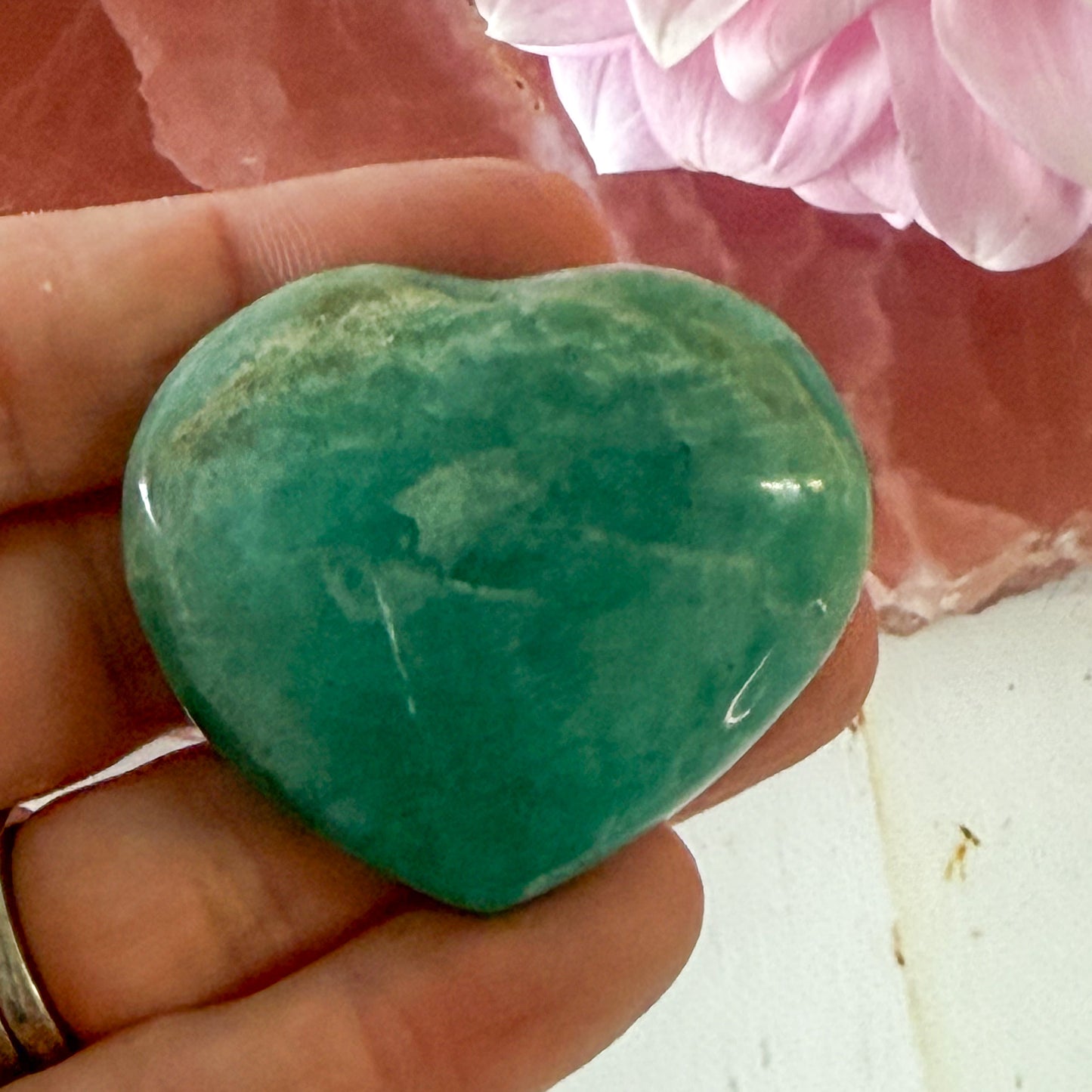 Amazonite Heart #1366-Happily Zen