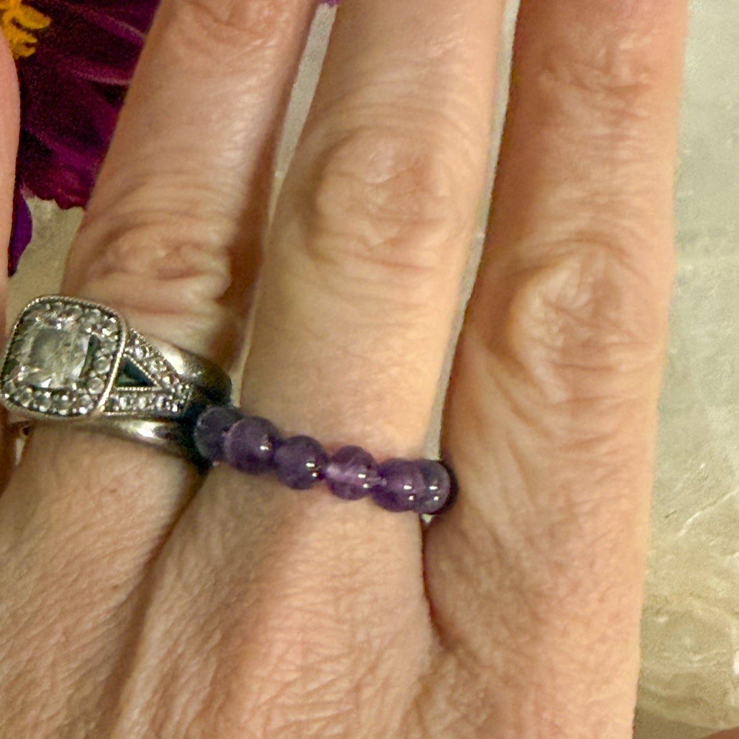 Amethyst Bead Ring #1322-Happily Zen