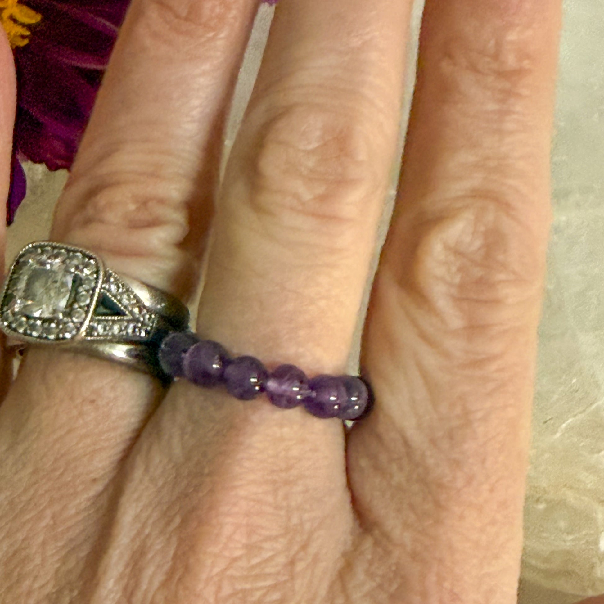 Amethyst Bead Ring #1322-Happily Zen