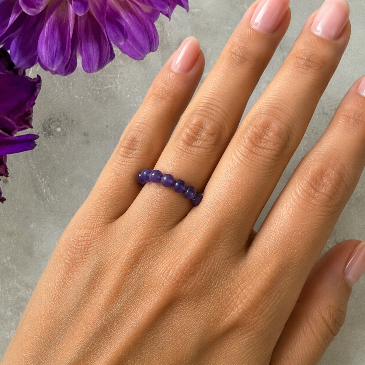 Amethyst Bead Ring #1322-Happily Zen