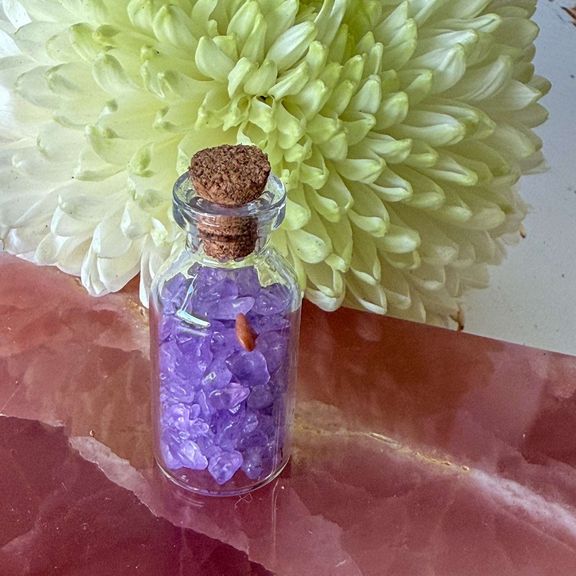 Amethyst Crystal Chip Bottle #1385-Happily Zen