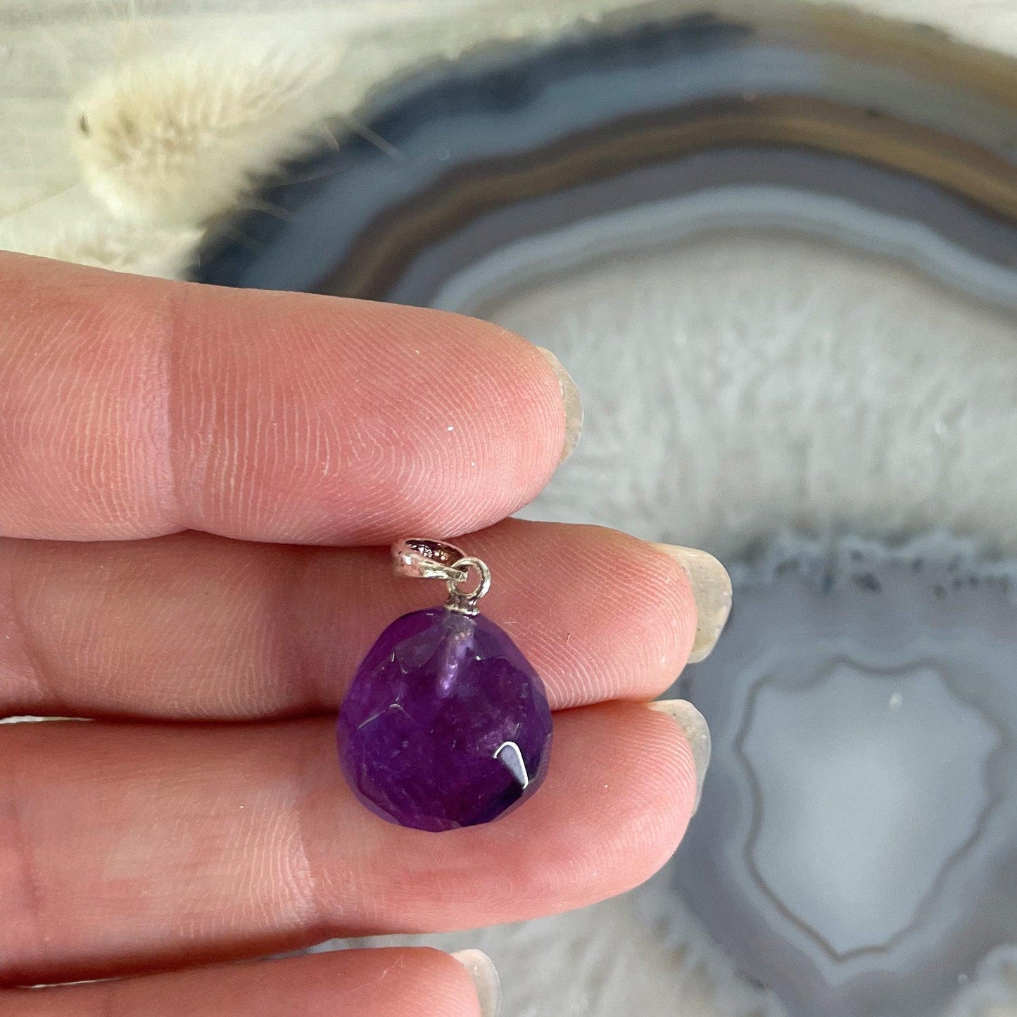 Amethyst Sterling Silver Pendant #32-Happily Zen