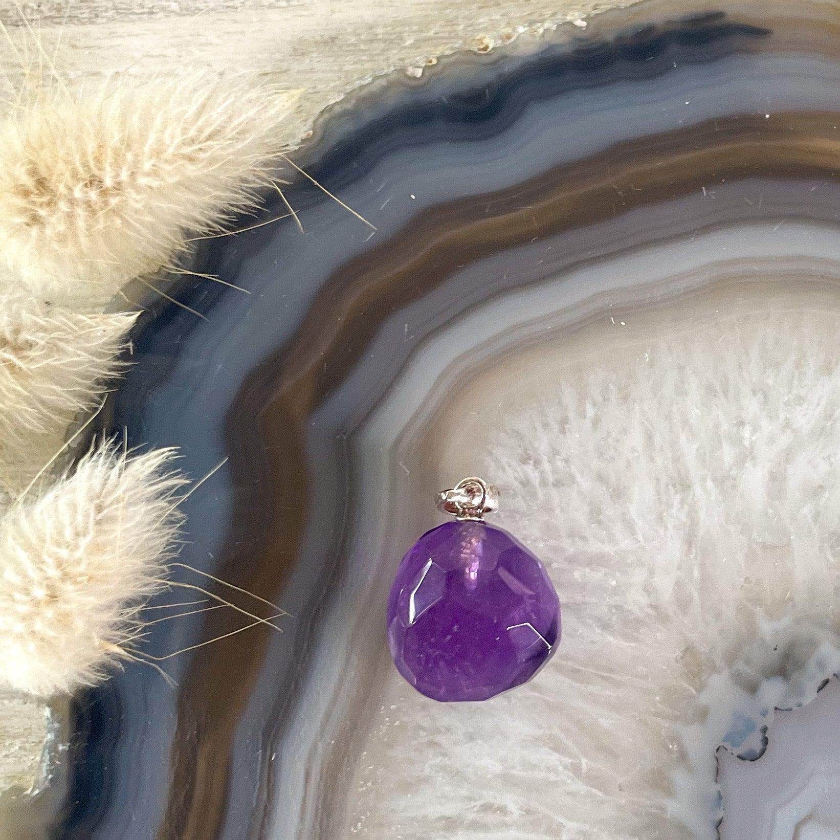 Amethyst Sterling Silver Pendant #32-Happily Zen