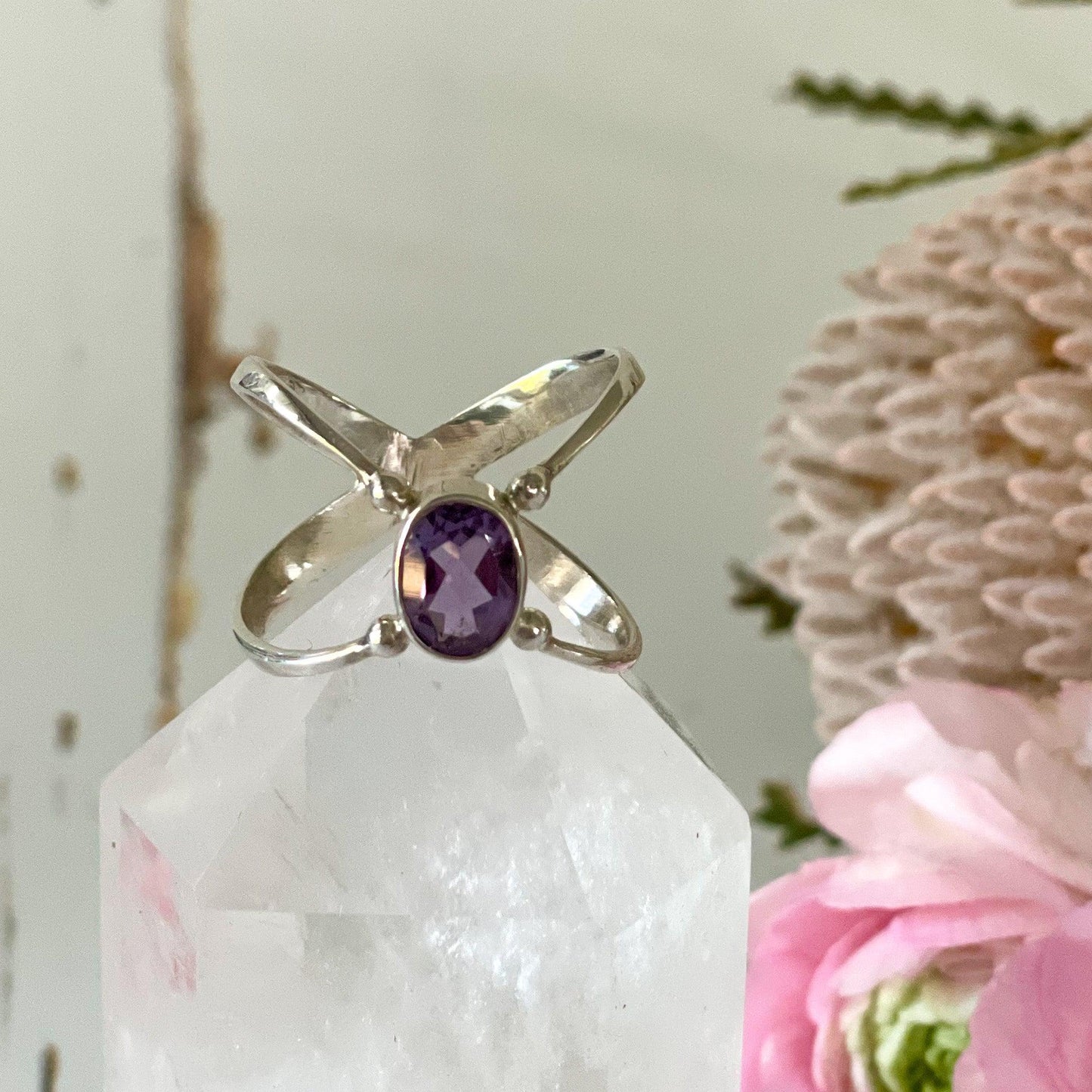 Amethyst Sterling Silver Ring-Happily Zen