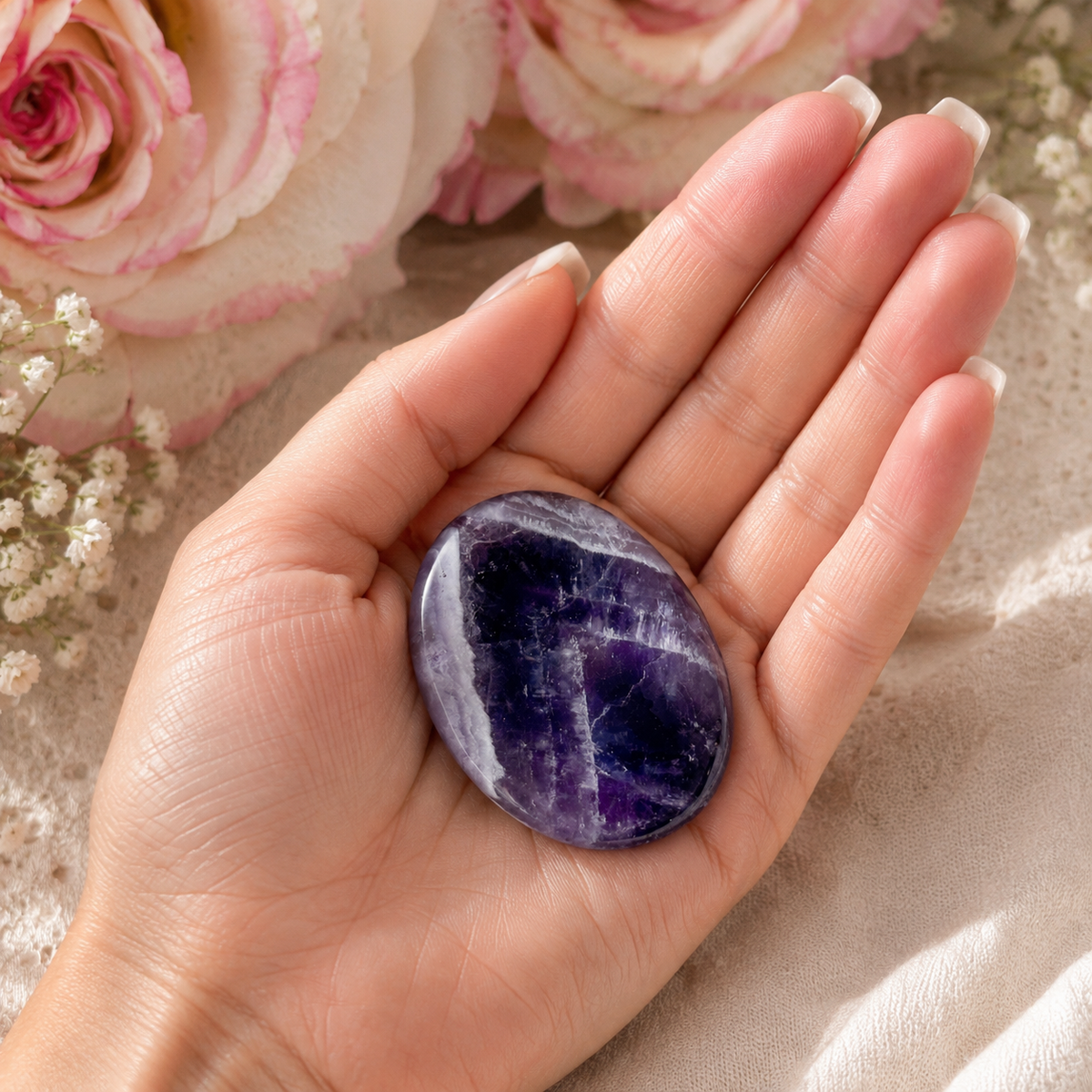 Amethyst Worry Stone #985-Happily Zen