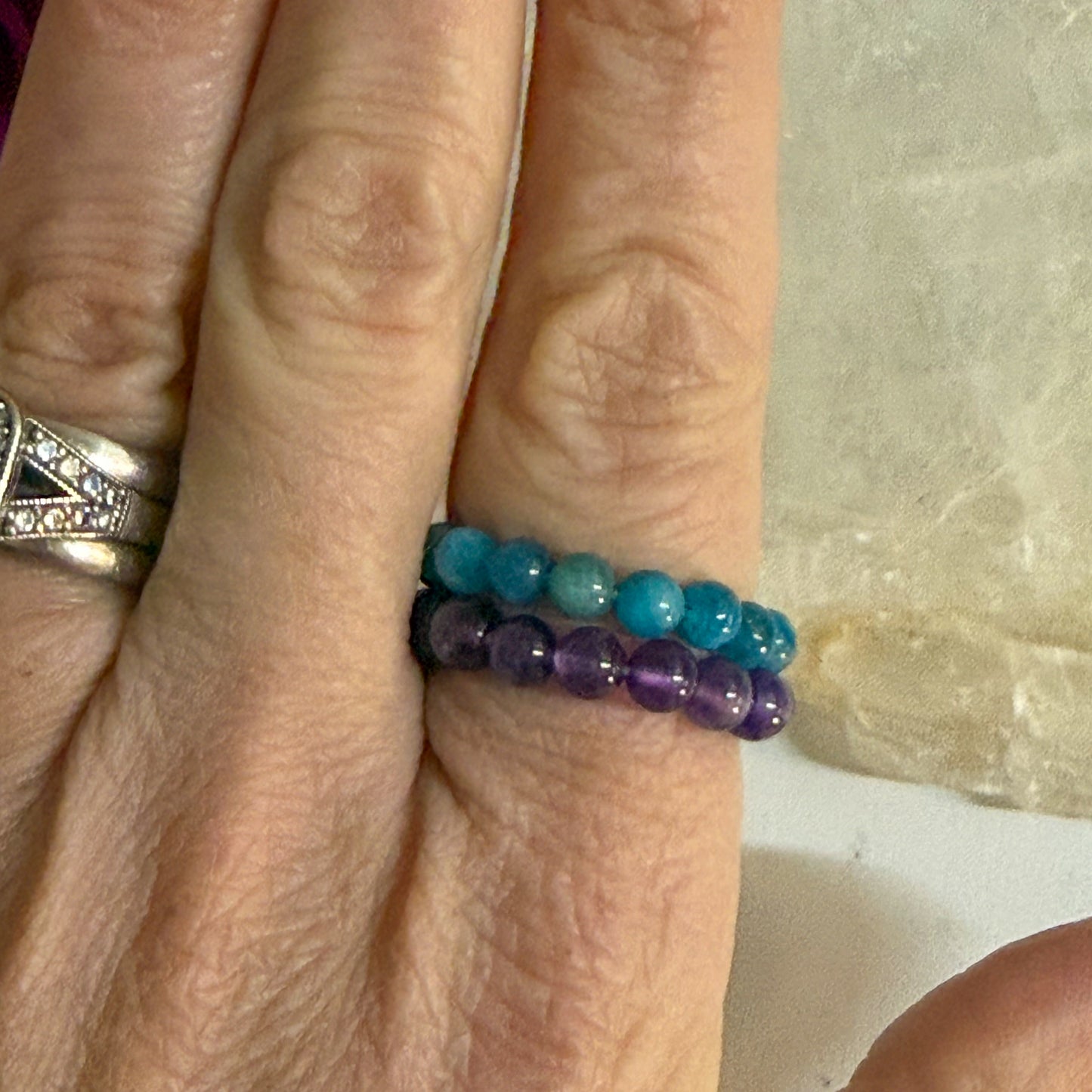 Apatite Bead Ring #1321-Happily Zen