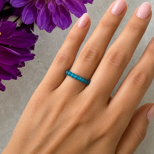 Apatite Bead Ring #1321-Happily Zen