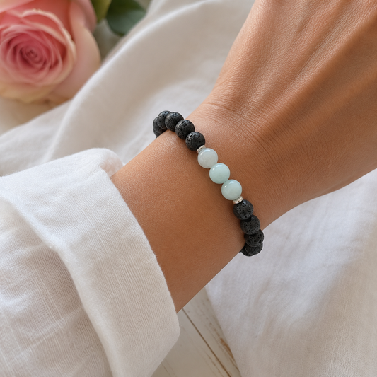 Aquamarine Essential Oil Diffuser Bracelet-Happily Zen