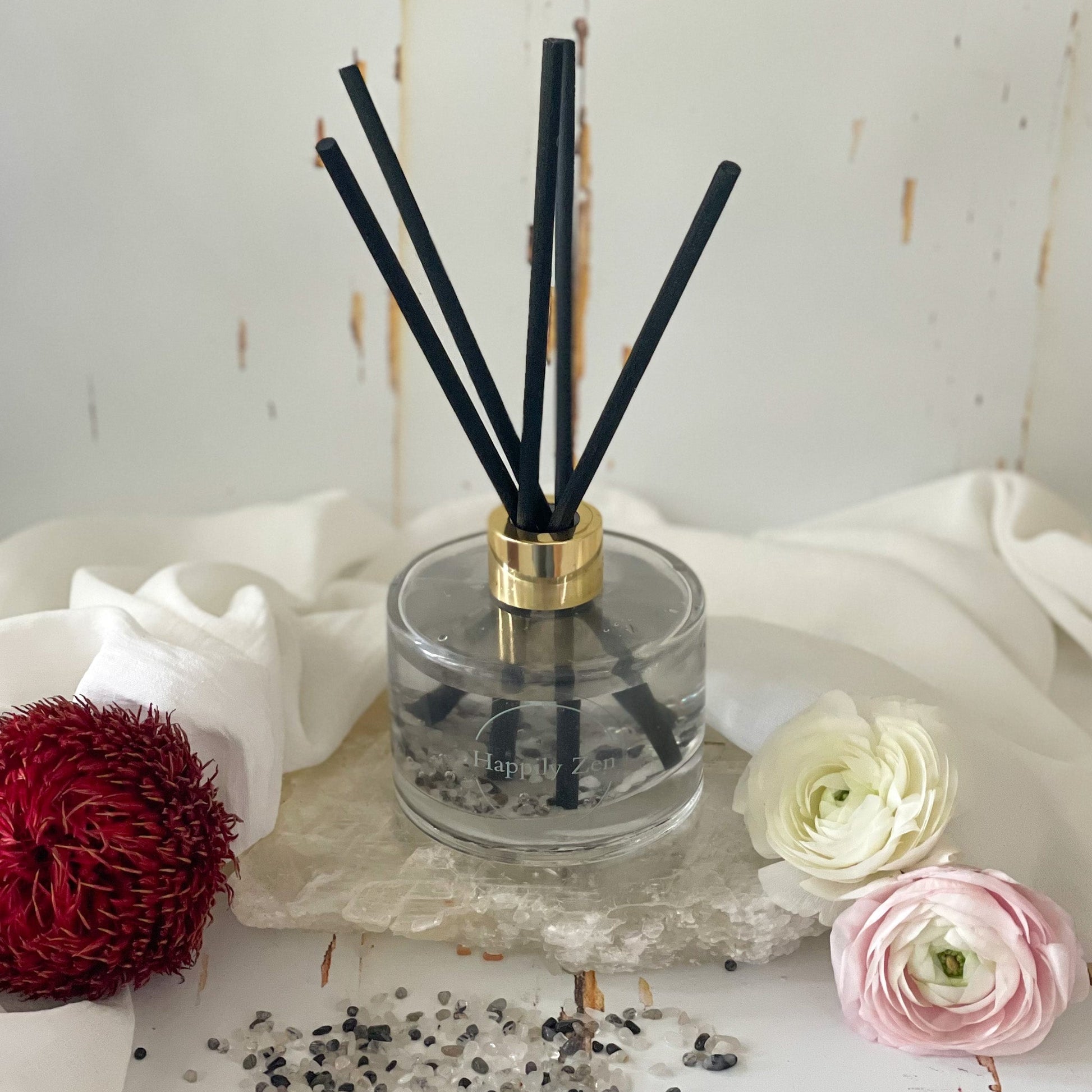 Black Tourmalinated Quartz Reed Diffuser-Happily Zen