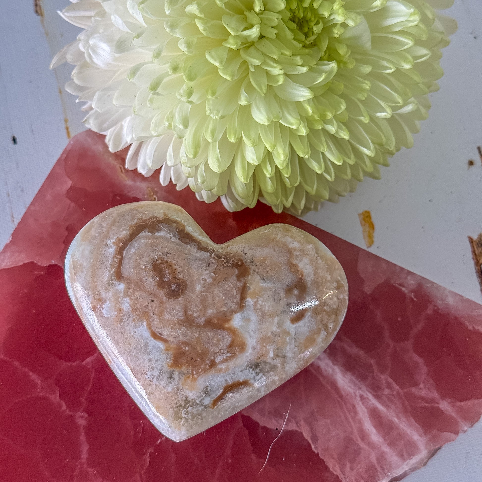 Caribbean Calcite Heart #1439-Happily Zen