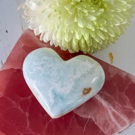 Caribbean Calcite Heart #1439-Happily Zen
