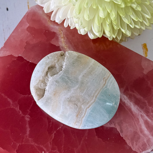Caribbean Calcite Palm Stone #1433-Happily Zen