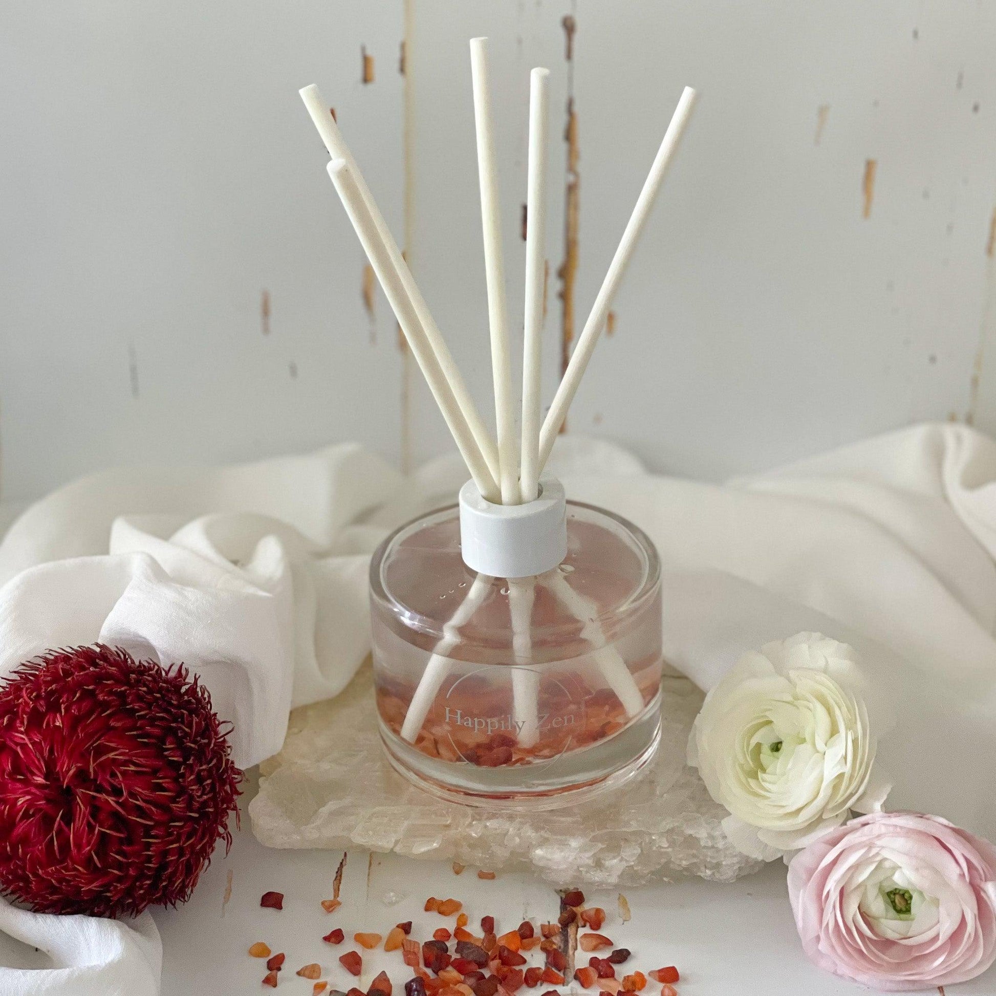 Carnelian and Clear Quartz Reed Diffuser-Happily Zen