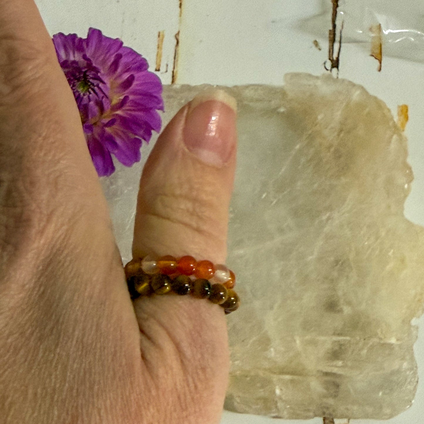 Carnelian Bead Ring #1318-Happily Zen