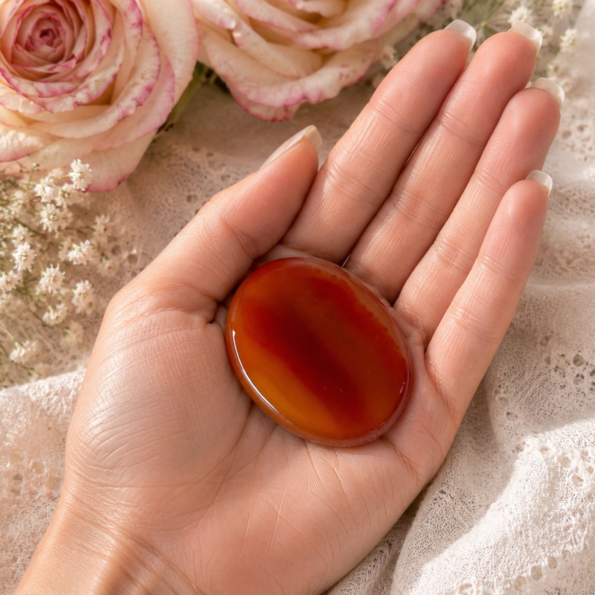 Carnelian Worry Stone #989-Happily Zen