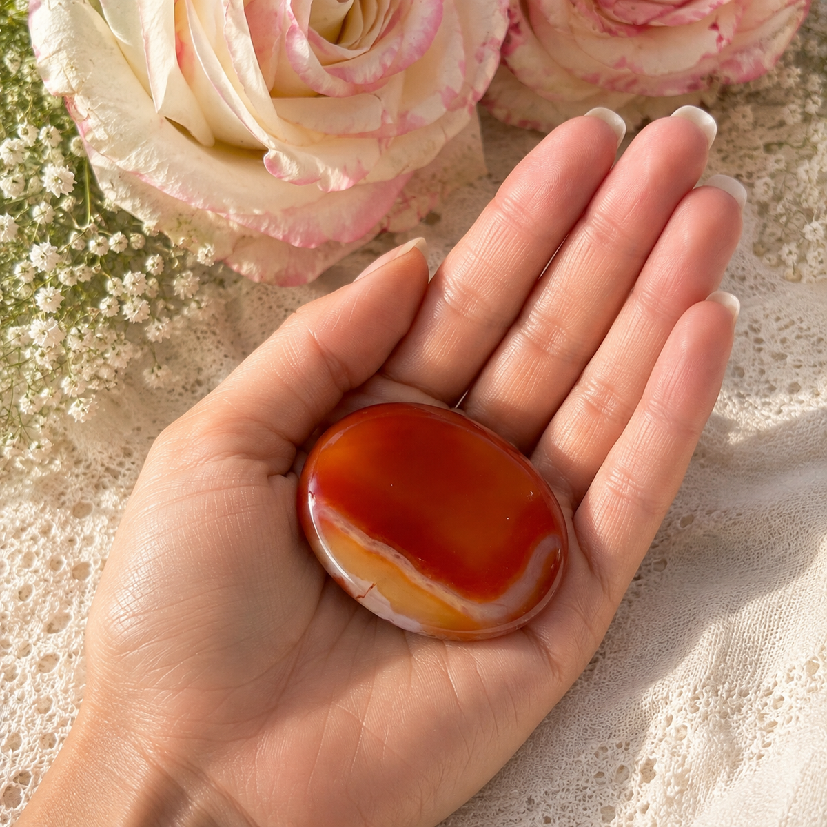 Carnelian Worry Stone #991-Happily Zen