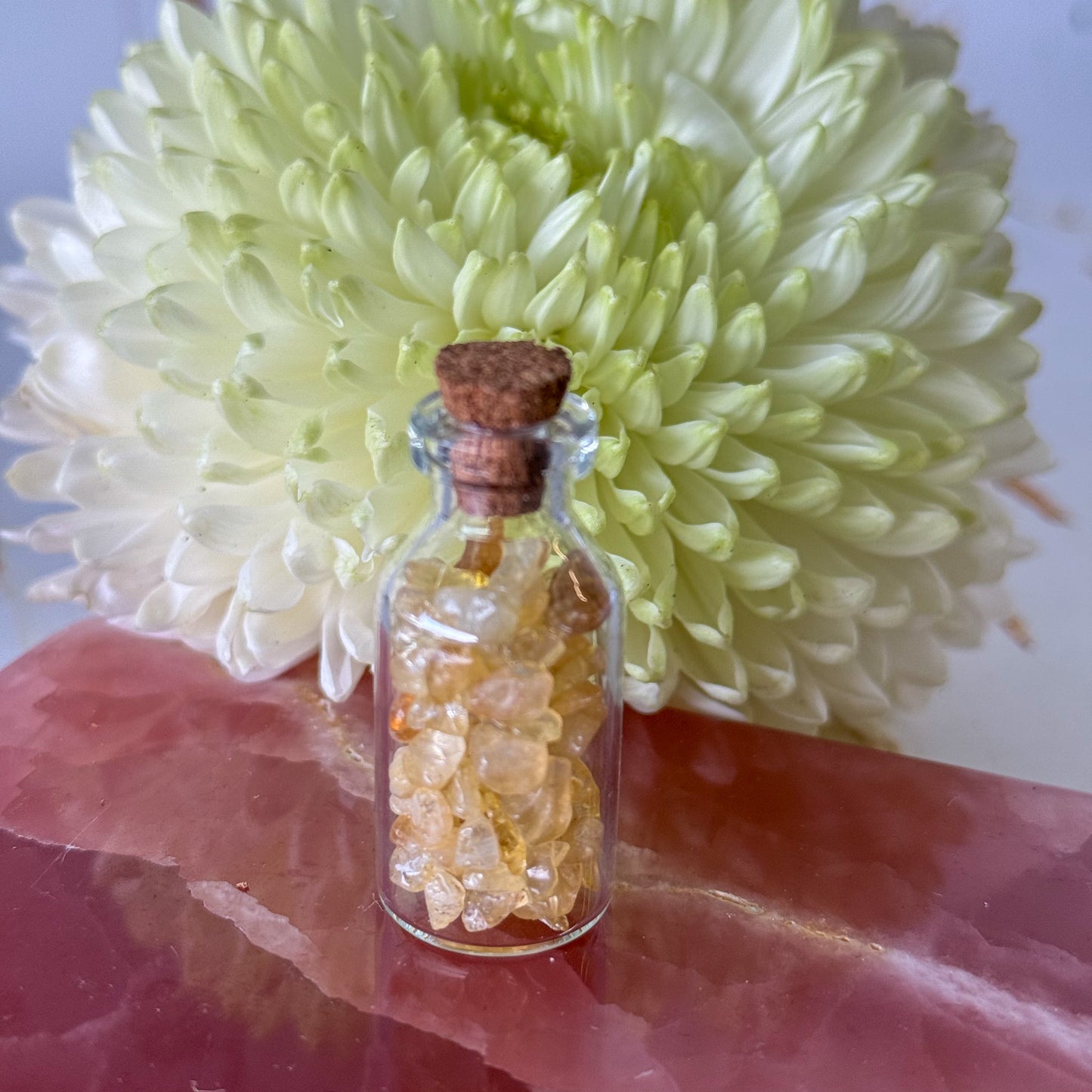 Citrine Crystal Chip Bottle #1391-Happily Zen