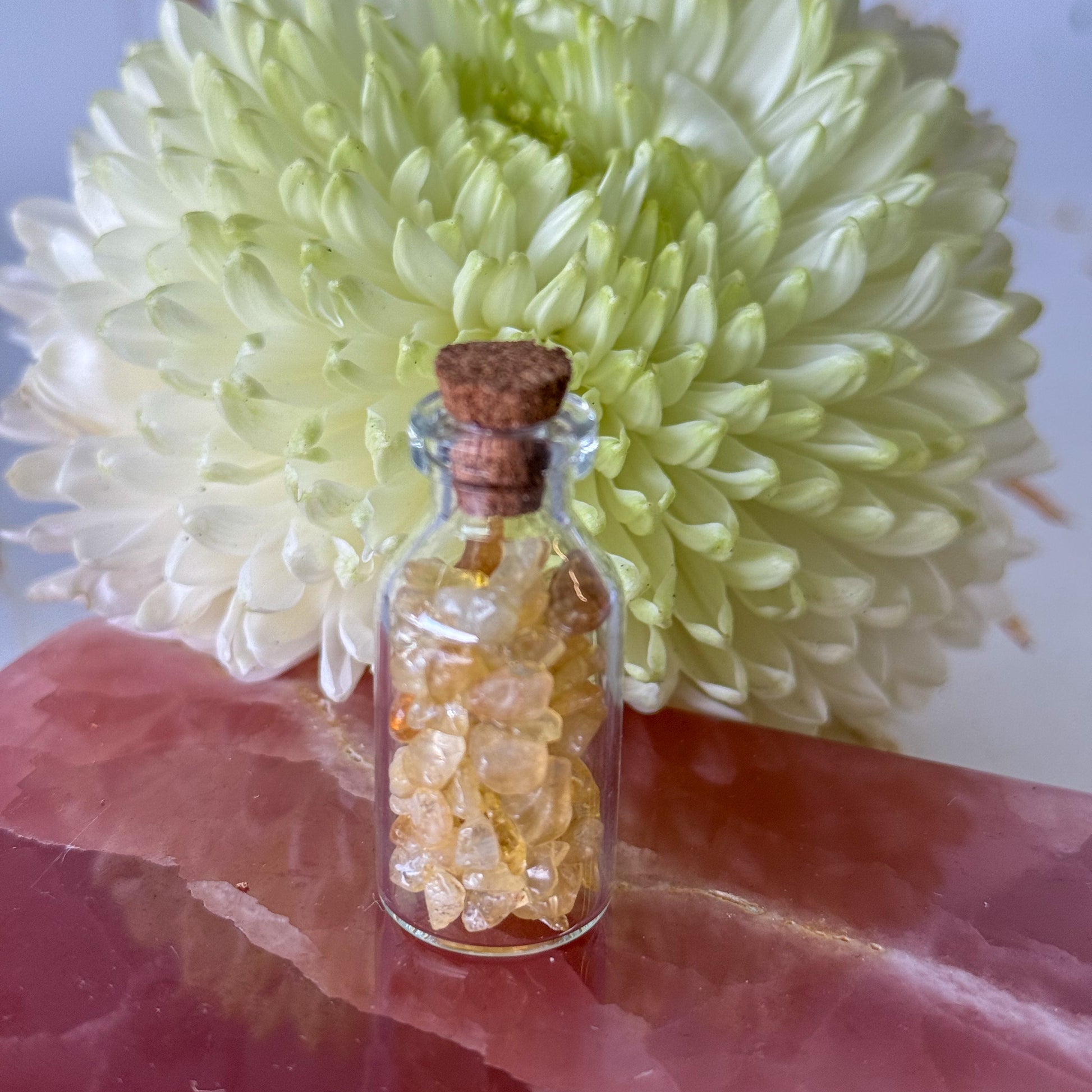 Citrine Crystal Chip Bottle #1391-Happily Zen