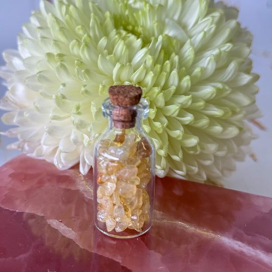 Citrine Crystal Chip Bottle #1391-Happily Zen