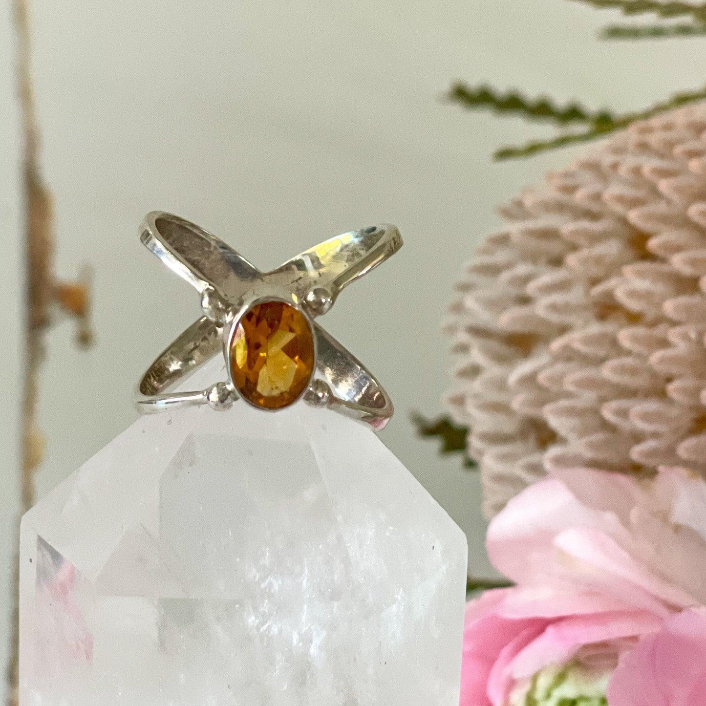 Citrine Sterling Silver Ring-Happily Zen