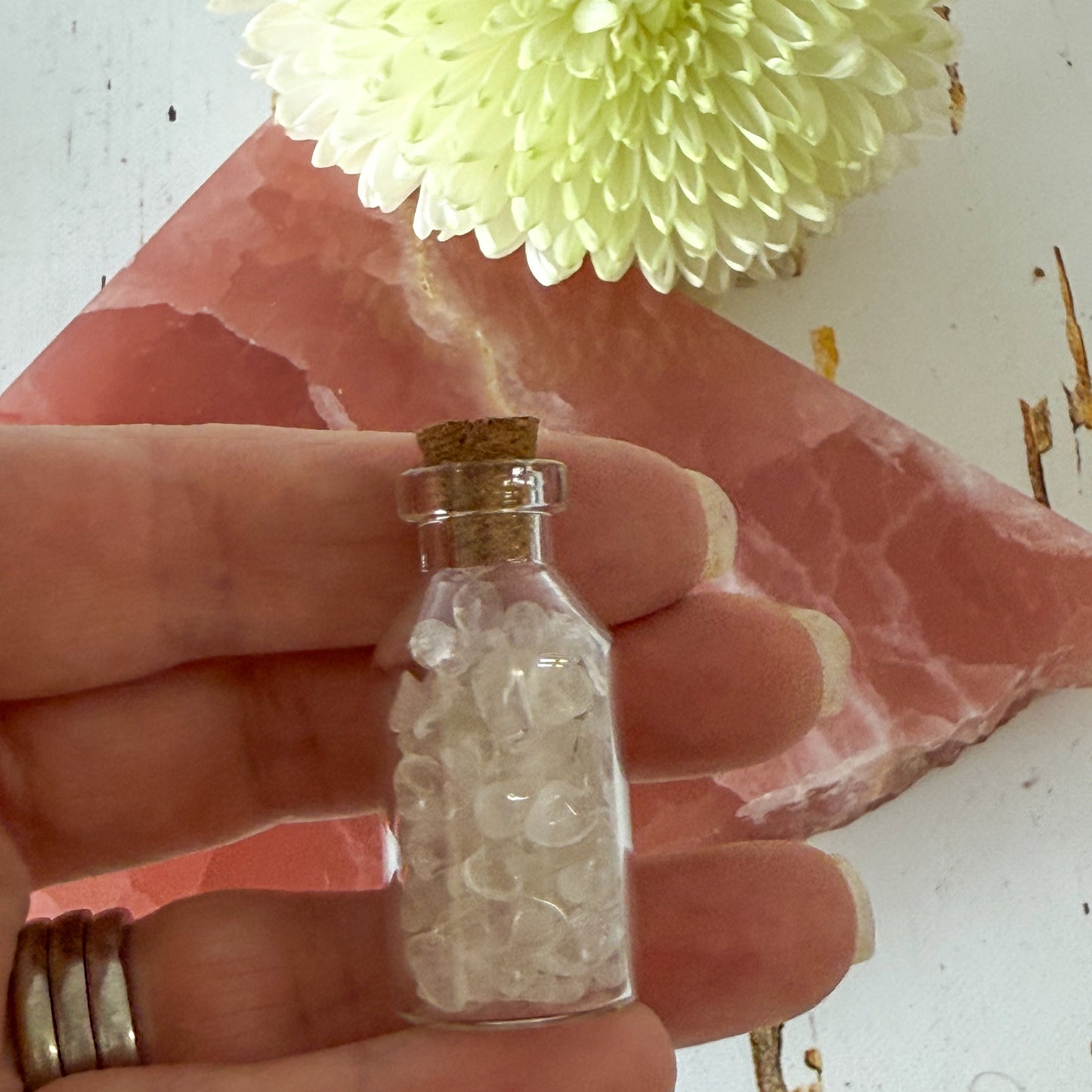 Clear Quartz Crystal Chip Bottle #1388-Happily Zen