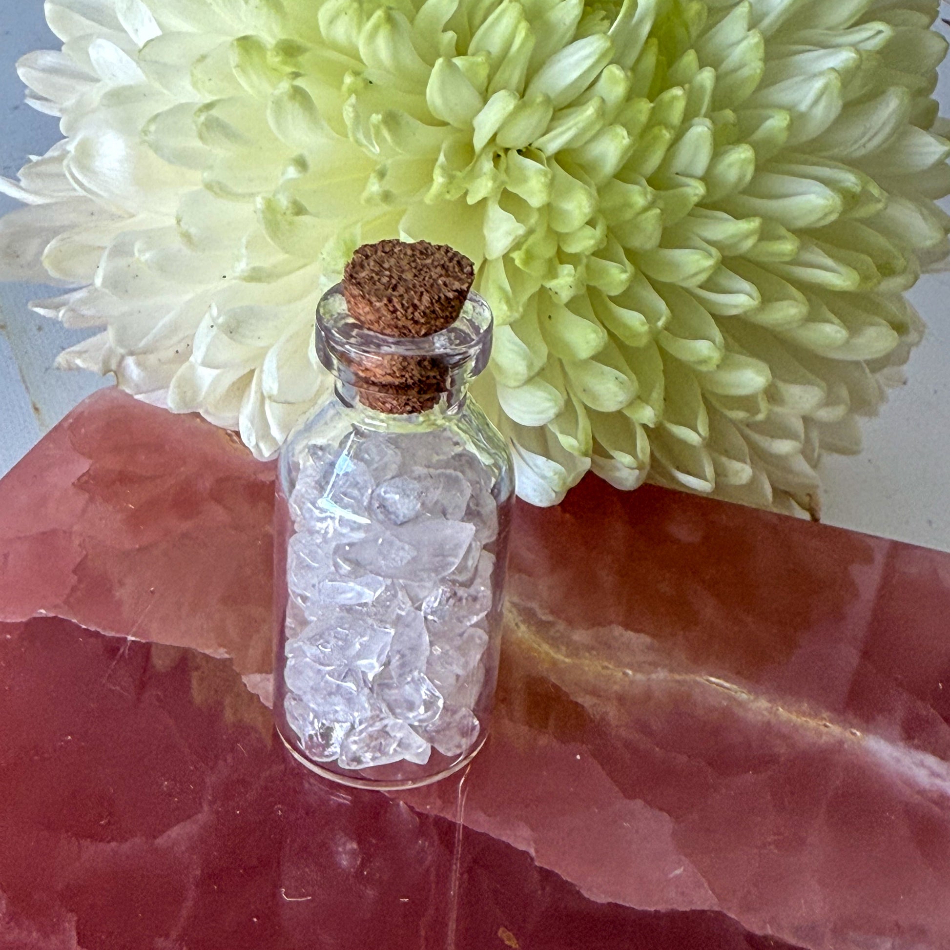 Clear Quartz Crystal Chip Bottle #1388-Happily Zen