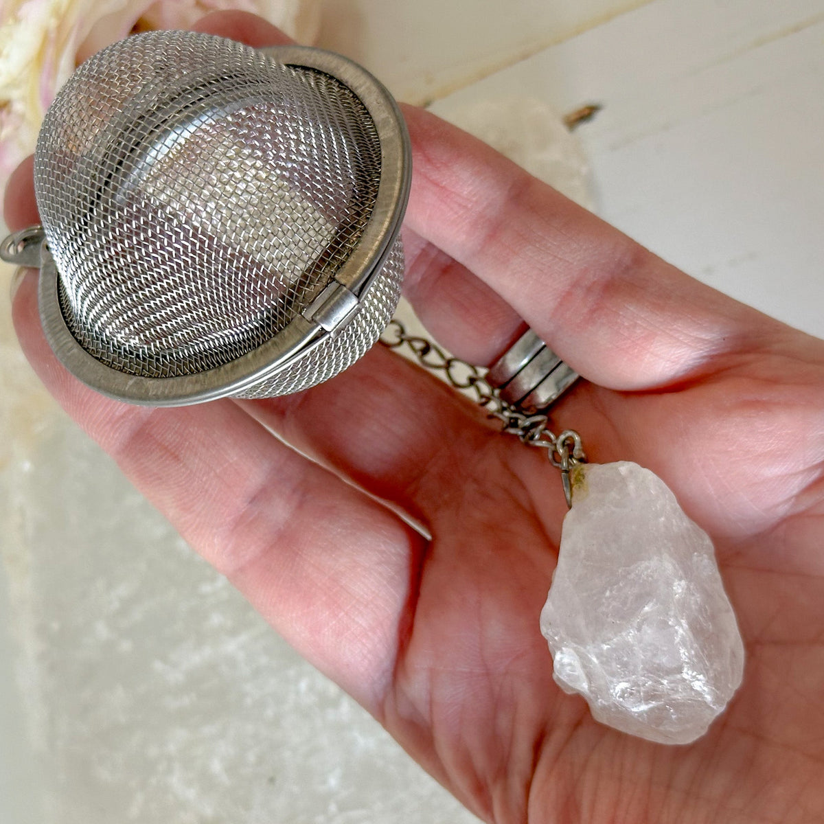 Clear Quartz Crystal Tea Strainer #931-Happily Zen