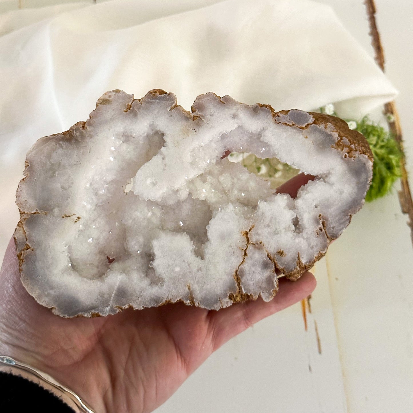 Clear Quartz Geode Slice #617-Happily Zen