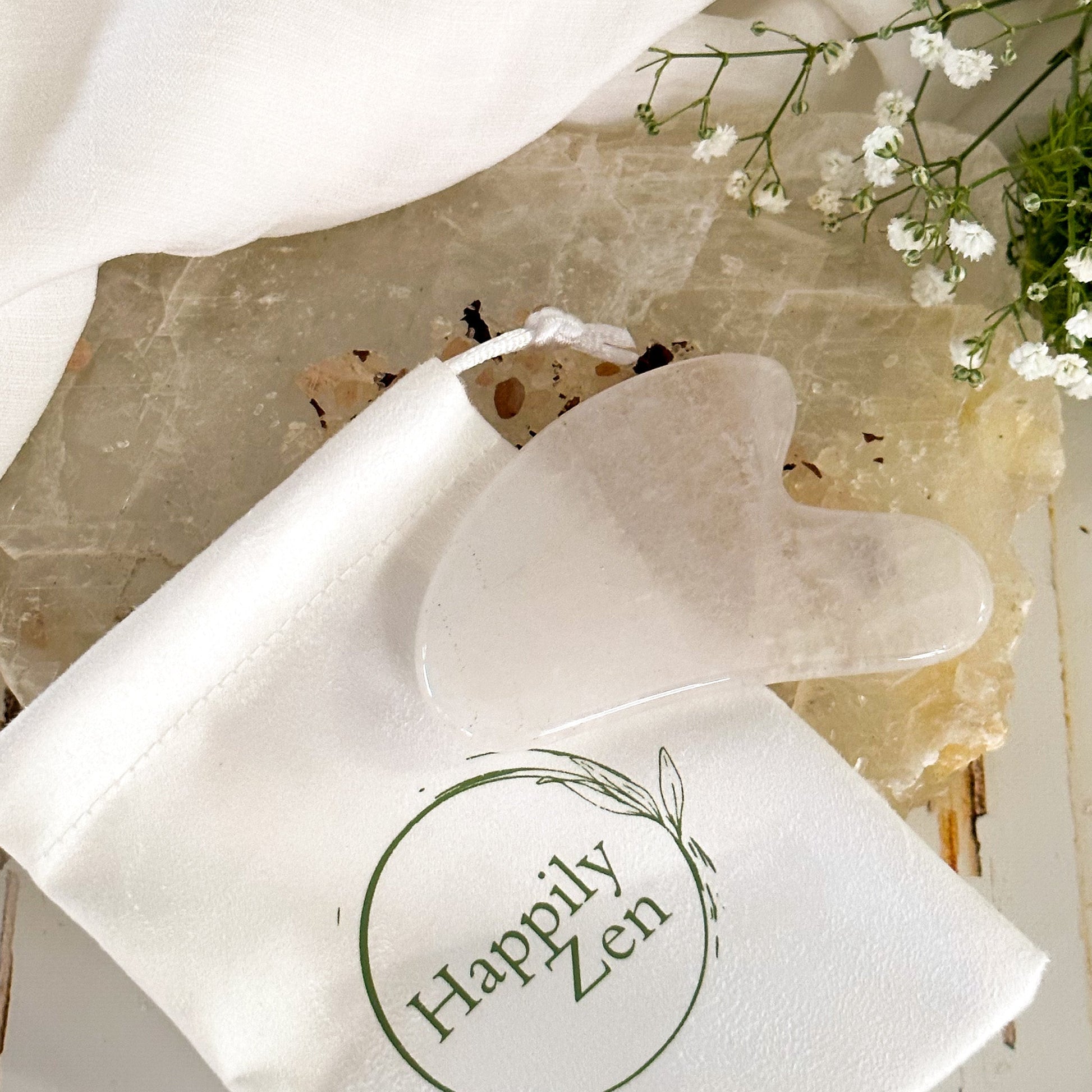 Clear Quartz Gua Sha-Happily Zen