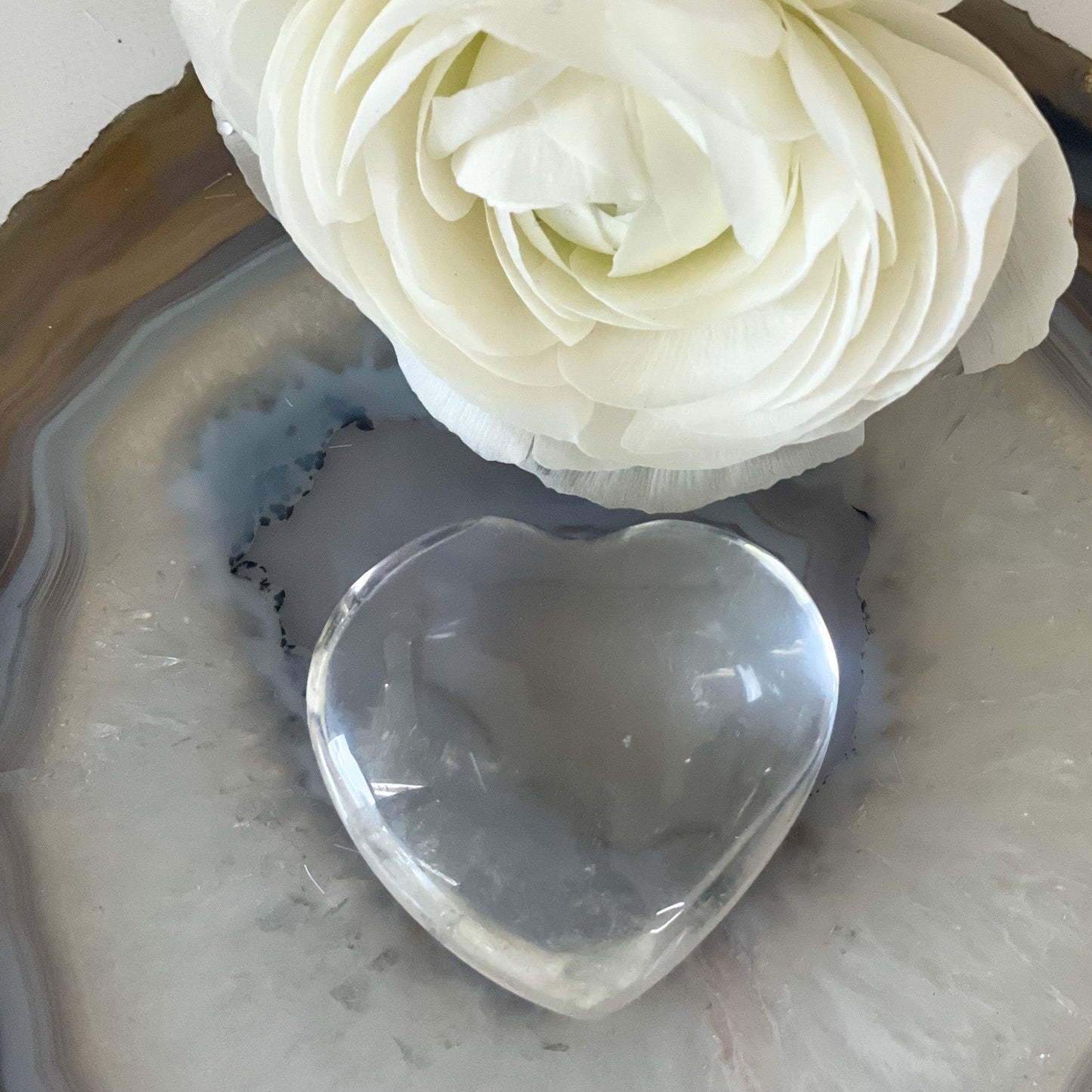 Clear Quartz Heart #72-Happily Zen