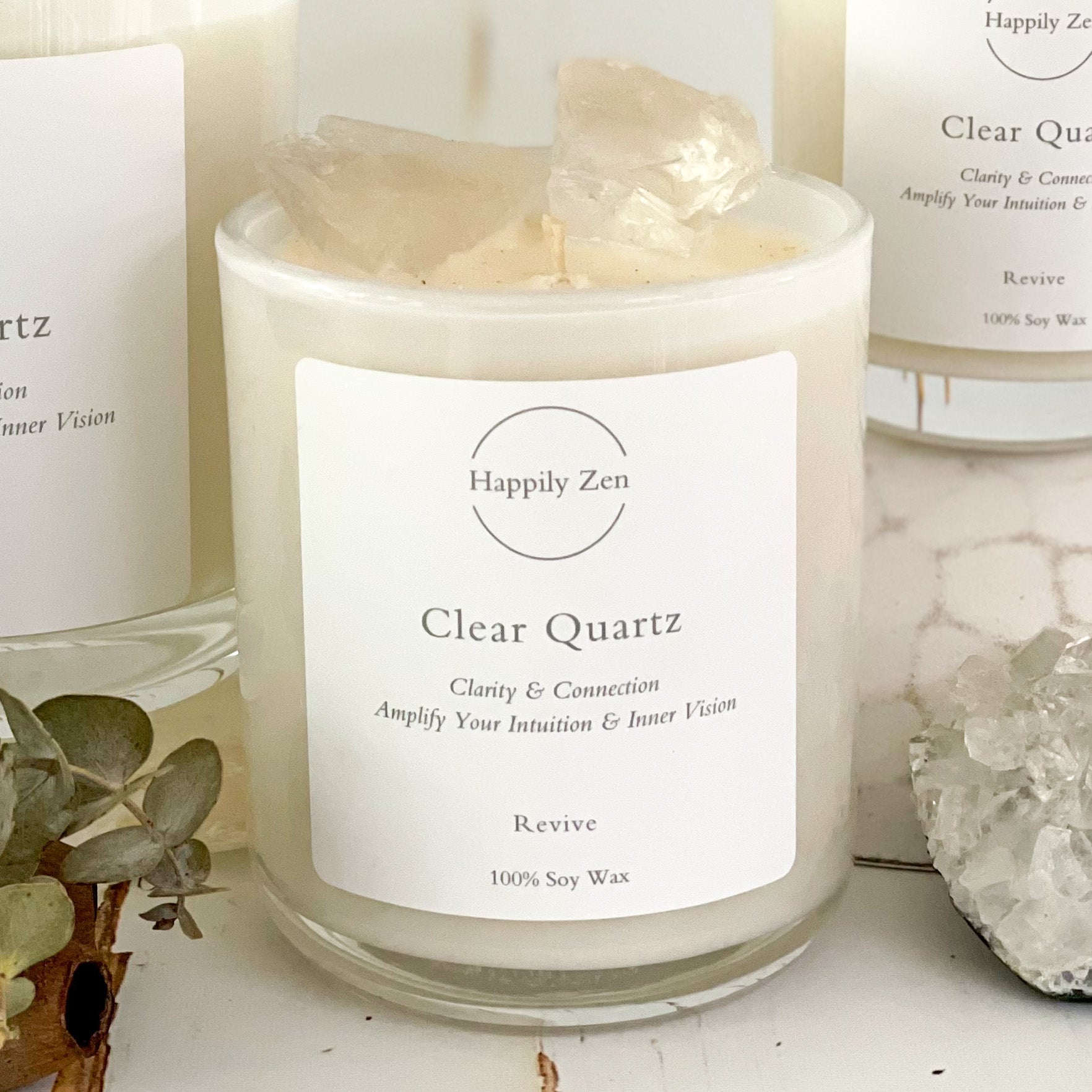 Clear Quartz - Kakadu Plum Candle-Happily Zen