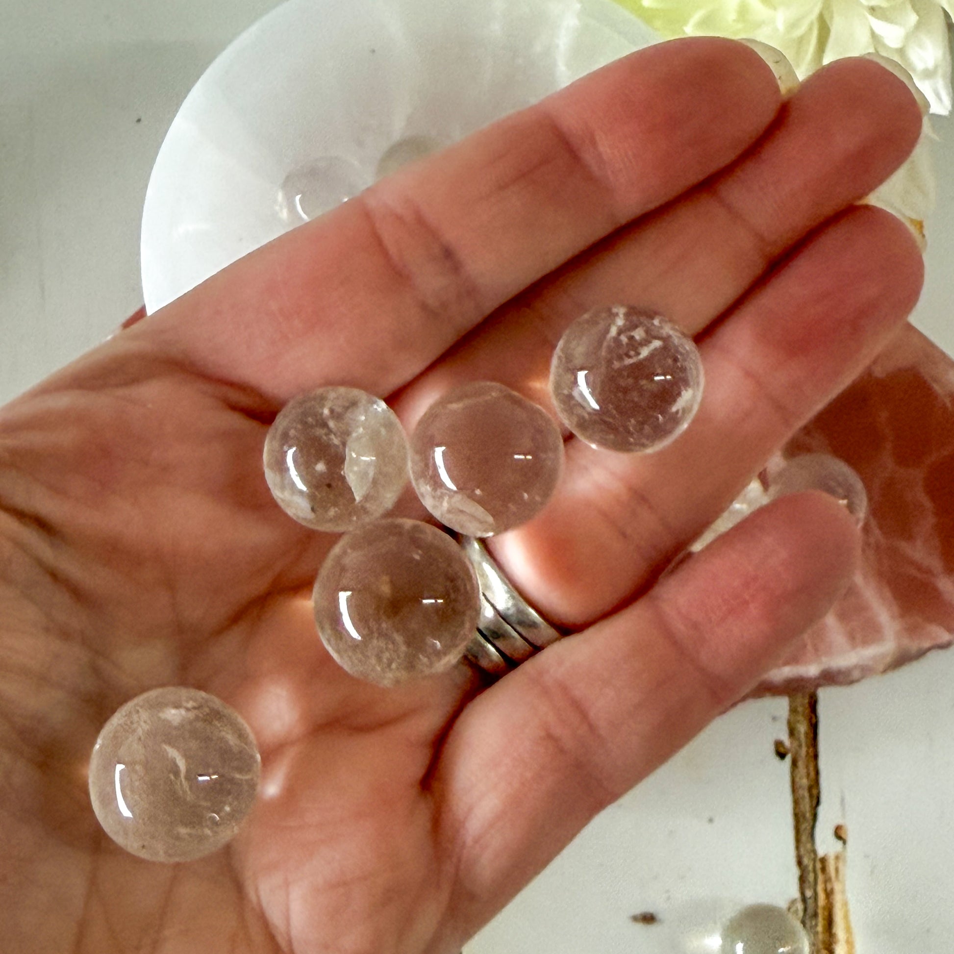 Clear Quartz Mini Sphere #1403-Happily Zen