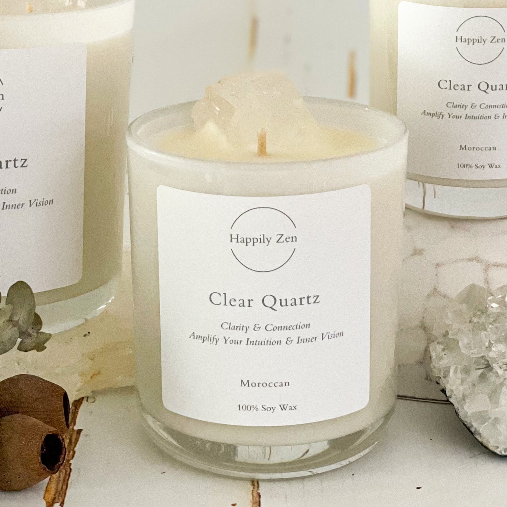 Clear Quartz - Moroccan Candle-Happily Zen