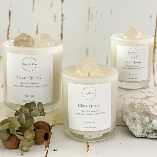 Clear Quartz - Moroccan Candle-Happily Zen