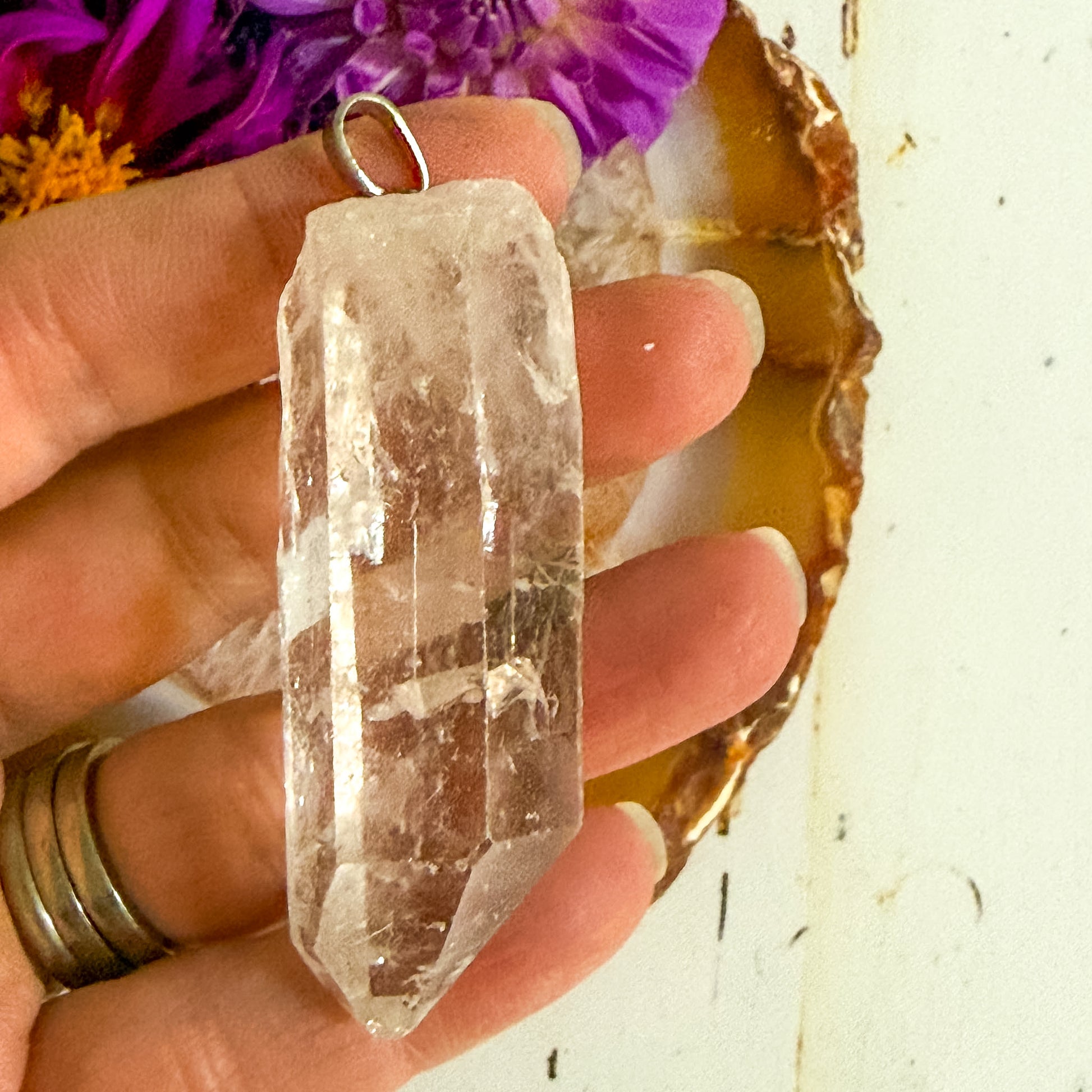 Clear Quartz Pendant #1304-Happily Zen