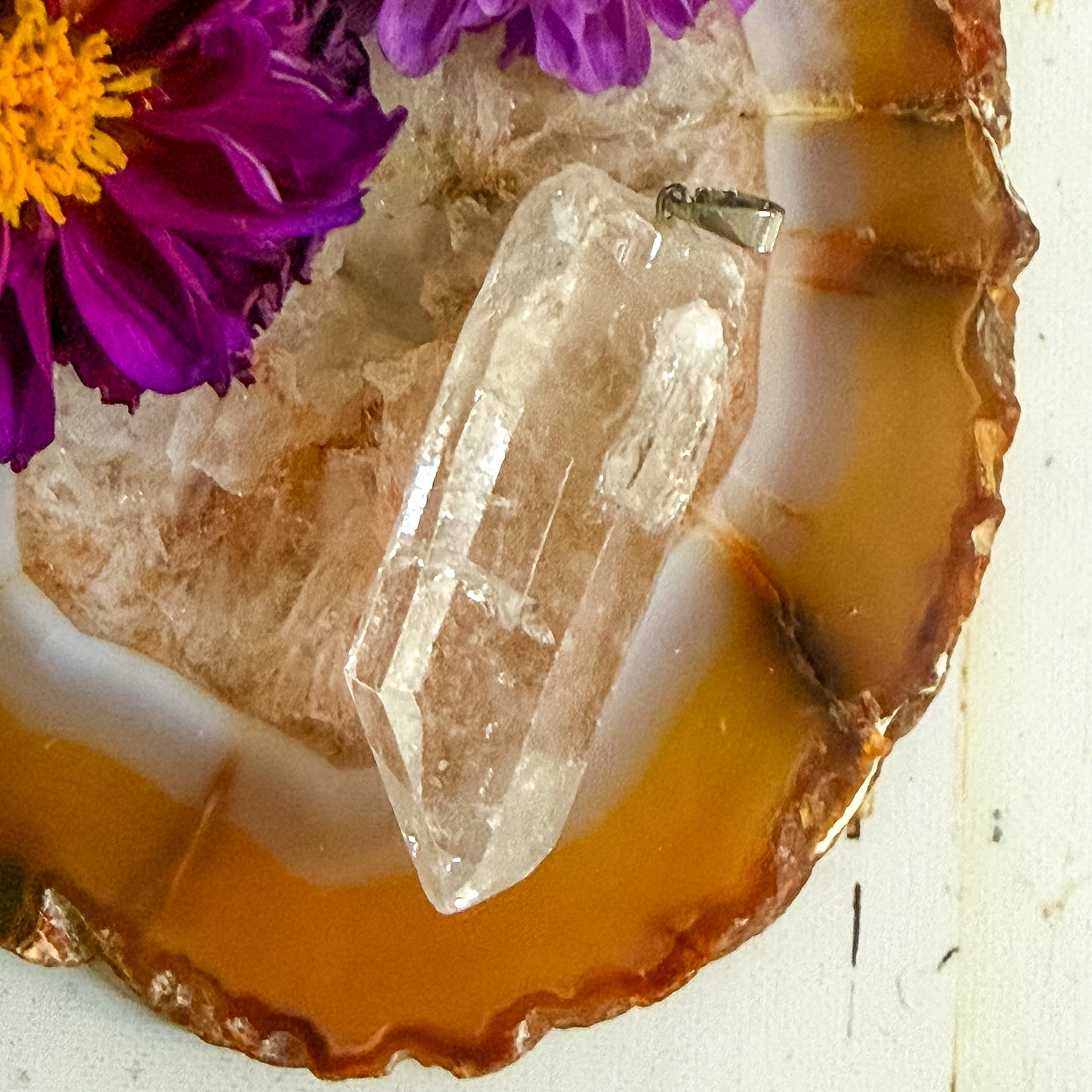 Clear Quartz Pendant #1304-Happily Zen
