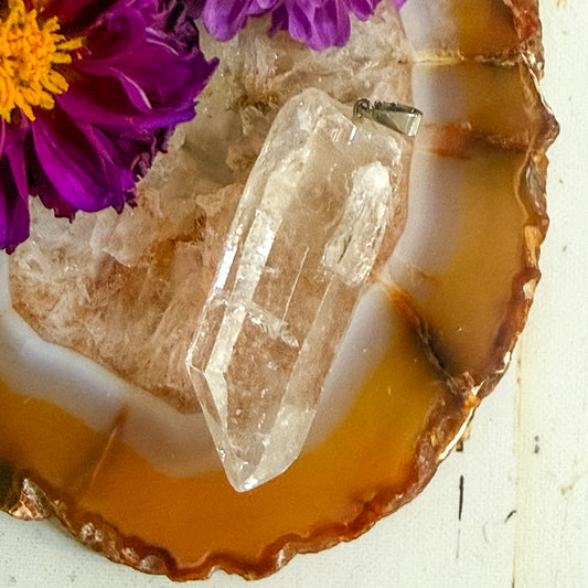 Clear Quartz Pendant #1304-Happily Zen