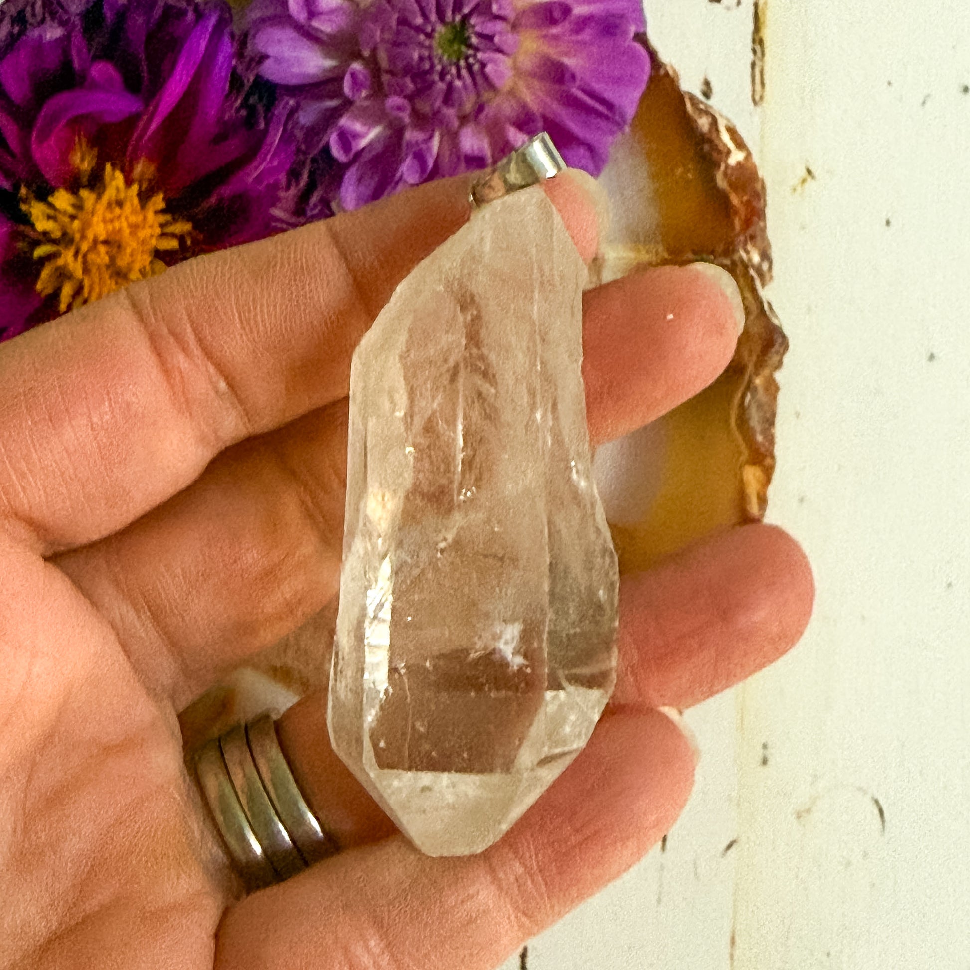 Clear Quartz Pendant #1305-Happily Zen