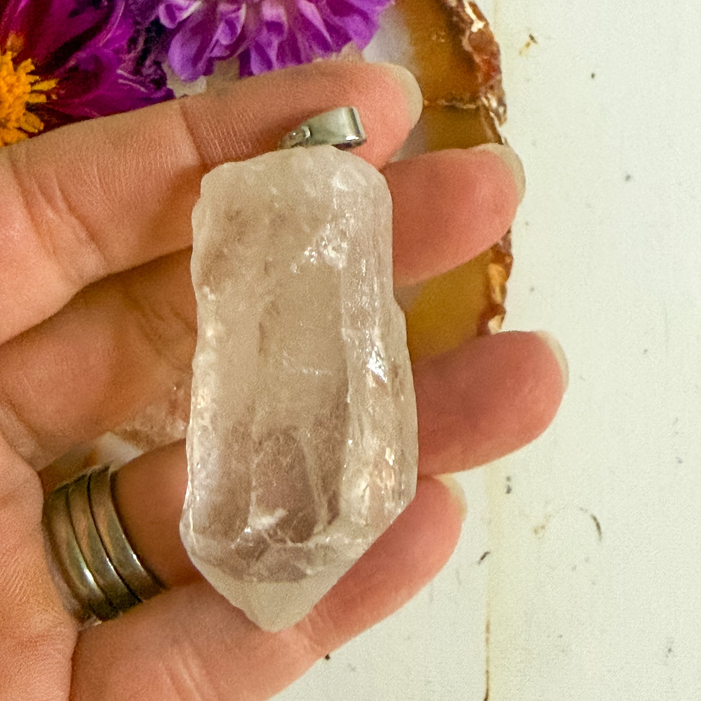 Clear Quartz Pendant #1306-Happily Zen
