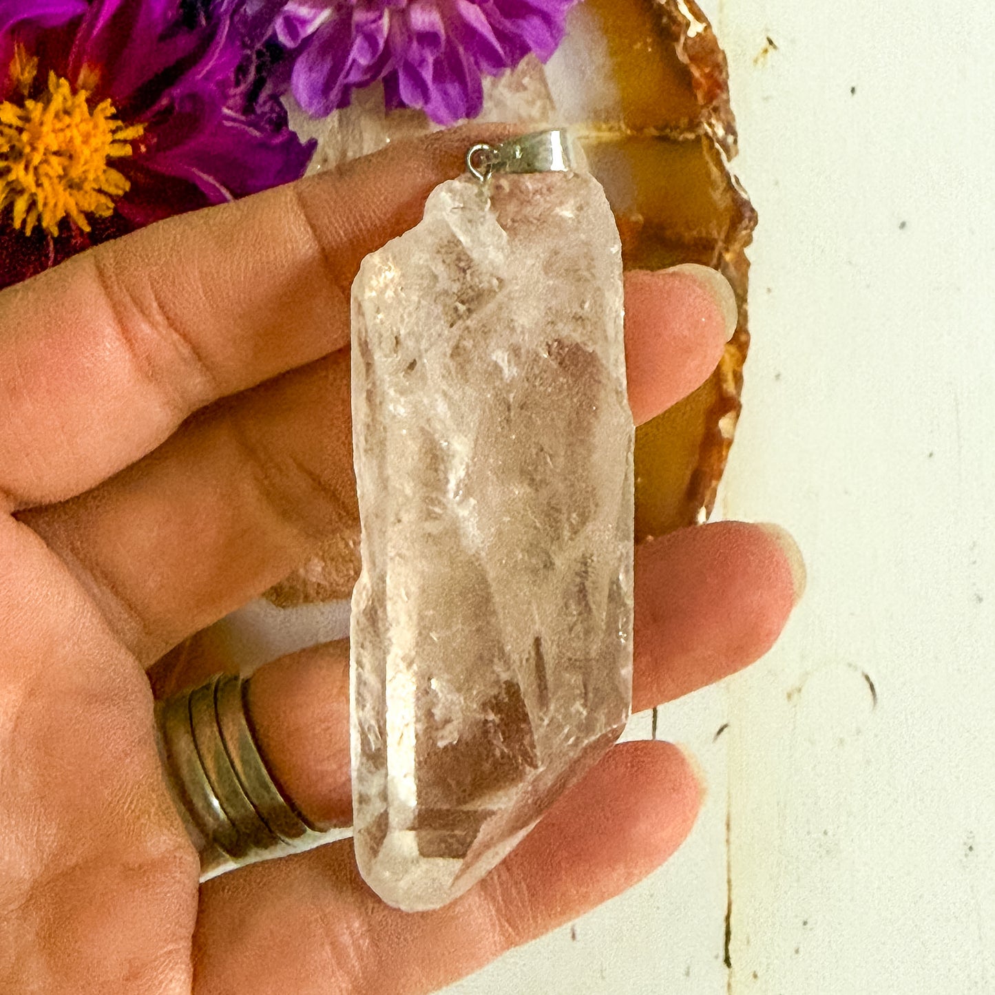 Clear Quartz Pendant #1307-Happily Zen