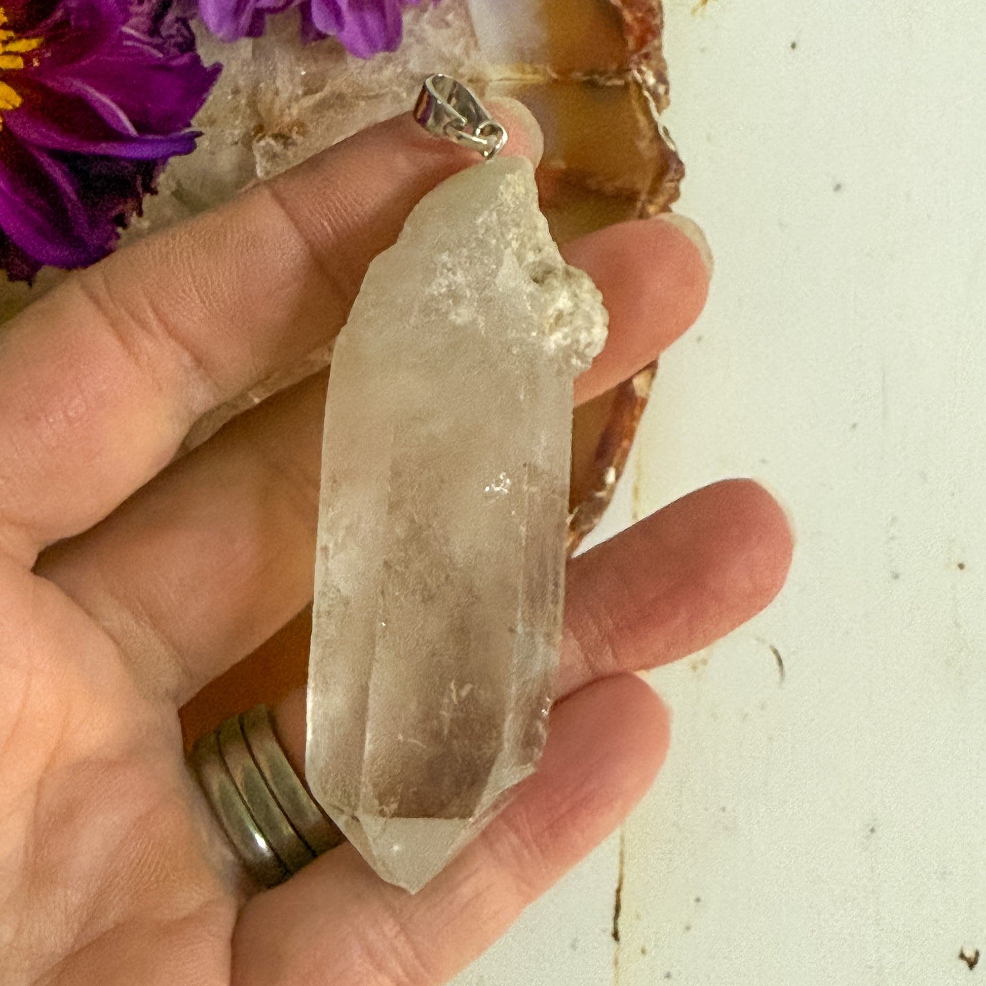 Clear Quartz Pendant #1310-Happily Zen