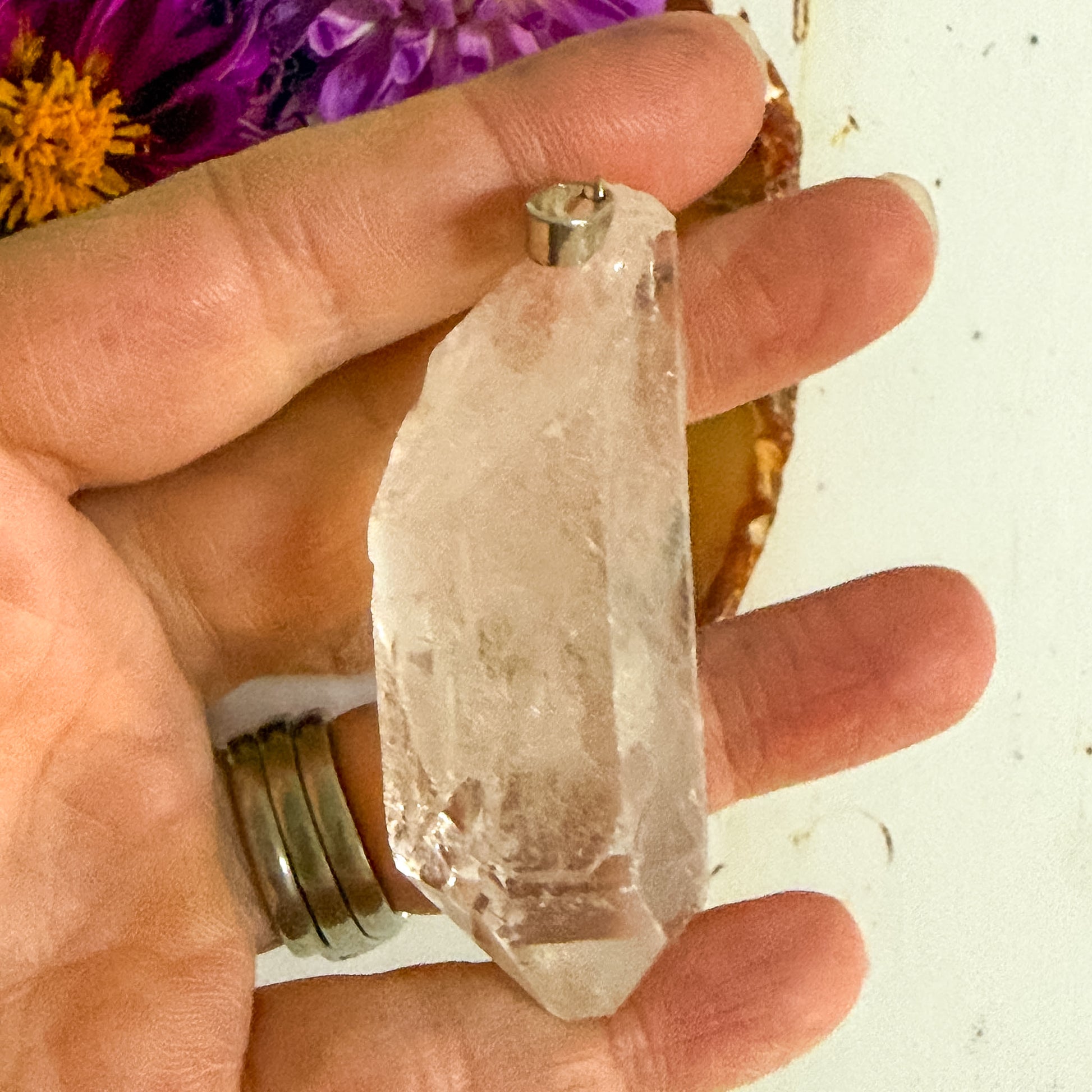 Clear Quartz Pendant #1312-Happily Zen
