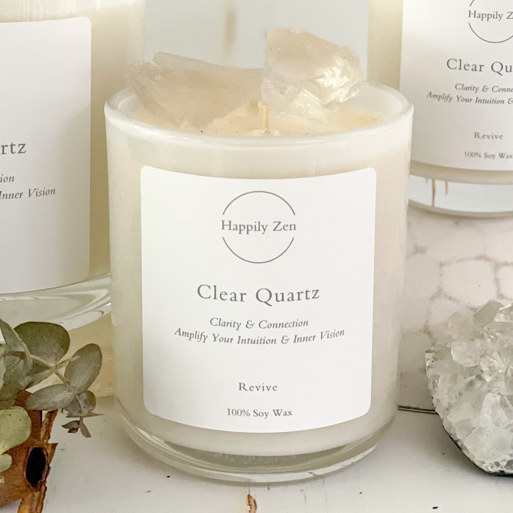 Clear Quartz - Revive Candle-Happily Zen